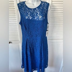 Calvin Klein Royal Blue Lace Dress Size 12 NEW